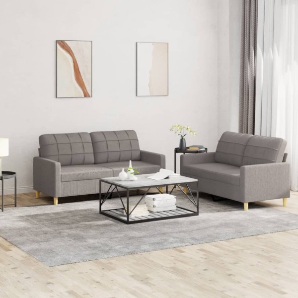 Sofa set with cushions, 2 parts, taupe, fabric