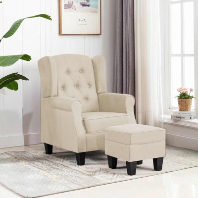 Armchair with foot, cream...