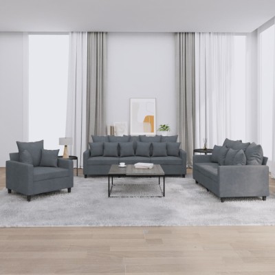 Sofa set with cushions, 3...