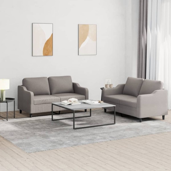 Sofa set with cushions, 2 parts, taupe, fabric