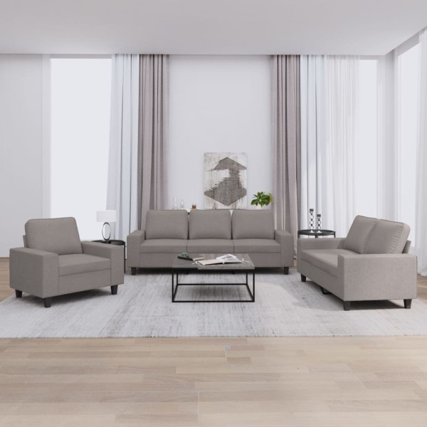 Sofa set, 3 parts, taupe color, fabric