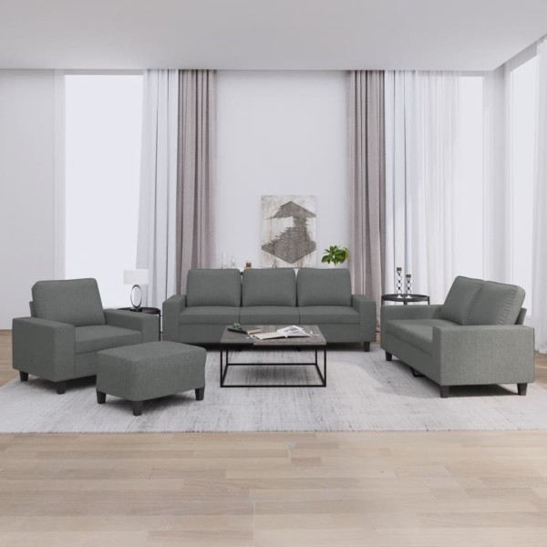 Sofa set, 4 parts, dark gray, fabric