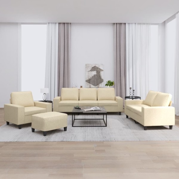 Sofa set, 4 parts, cream color, fabric