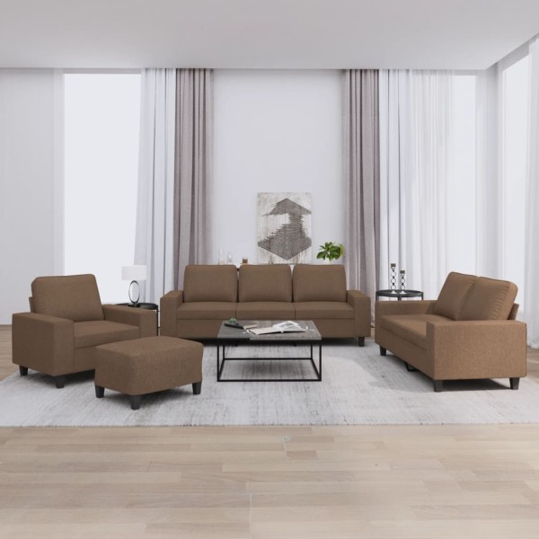 Sofa set, 4 parts, brown color, fabric