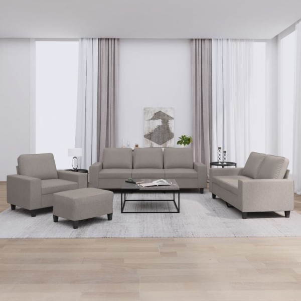 Sofa set, 4 parts, taupe color, fabric