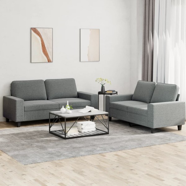 Sofa set, 2 parts, dark gray, fabric