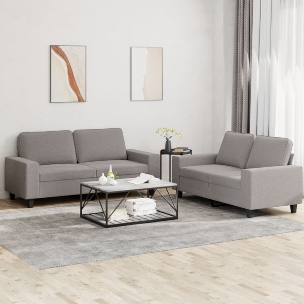 Sofa set, 2 parts, taupe color, fabric