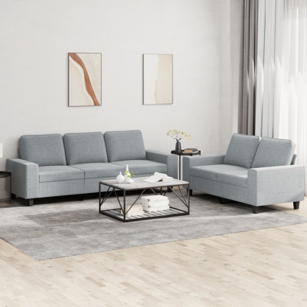 Sofa set, 2 parts, light gray color, fabric