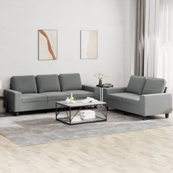 Sofa set, 2 parts, dark gray, fabric