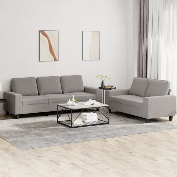 Sofa set, 2 parts, taupe color, fabric