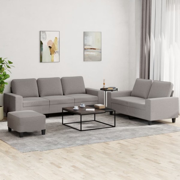 Sofa set, 3 parts, taupe color, fabric