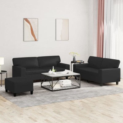 Sofa set, 3 parts, black...