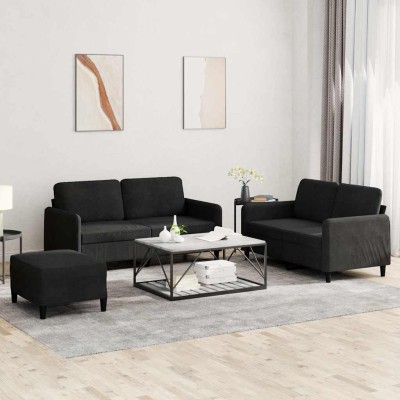 Sofa set, 3 parts, black,...