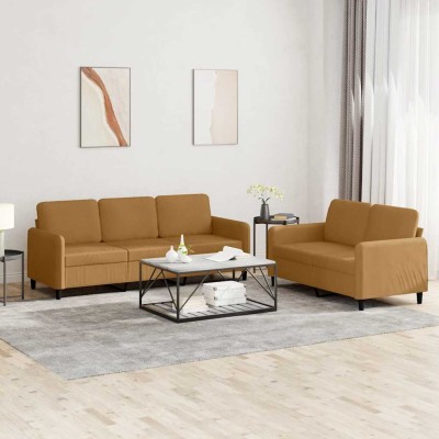 Sofa set, 2 parts, brown,...
