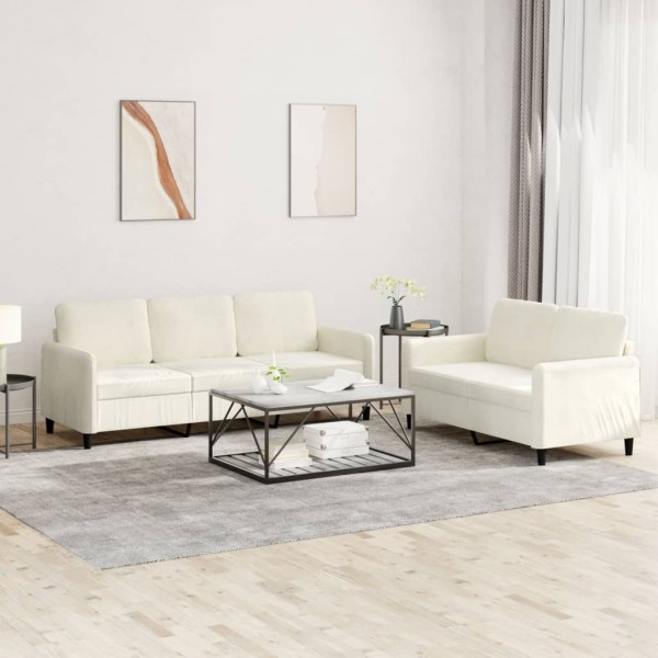 Sofa set, 2 parts, cream color, velvet