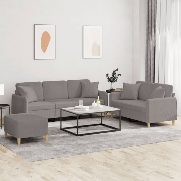 Sofos komplektas su pagalvėmis, 3 dalių, taupe, audinys