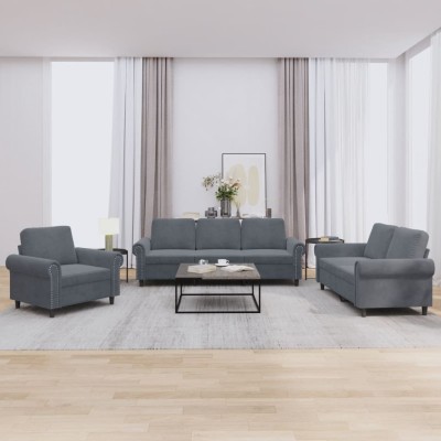 Sofa set with cushions, 3...