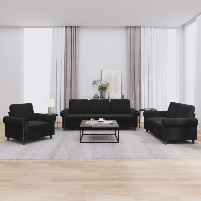 Sofa set with cushions, 3...