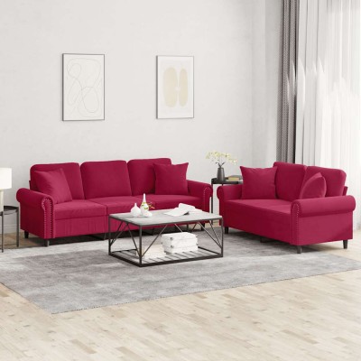 Sofa set with pillows, 2...