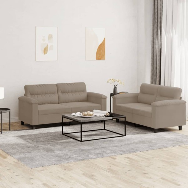 Sofa set with cushions, 2 parts, taupe, fabric
