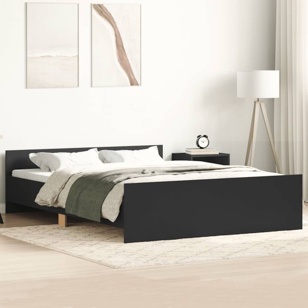 Bed frame with headboard and footboard, black, 120x200cm