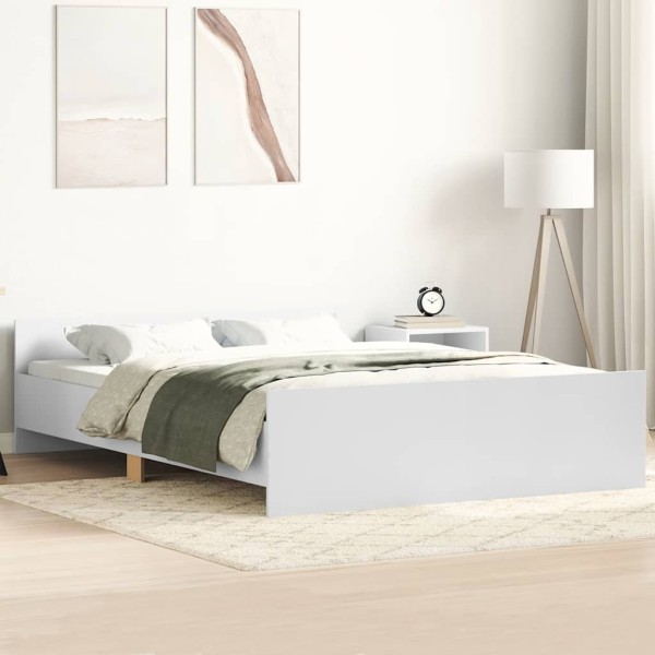 Bed frame with headboard and footboard, white, 140x200cm