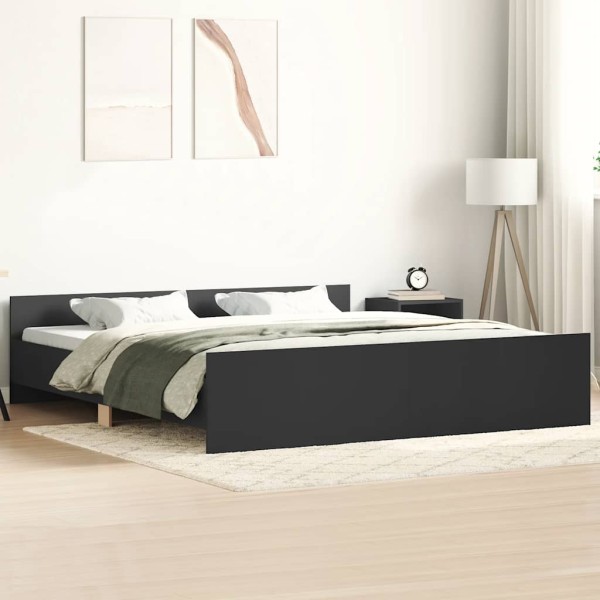 Bed frame with headboard and footboard, black, 160x200cm