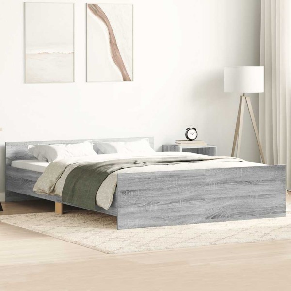 Bed frame with headboard and footboard, gray, 120x190cm