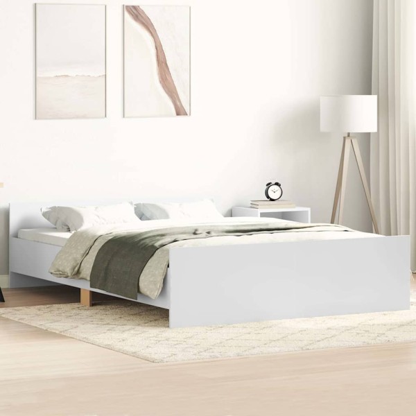 Bed frame with headboard and footboard, white, 135x190cm