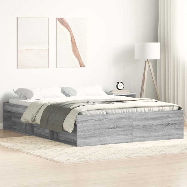 Bed frame, gray oak color, 140x200cm
