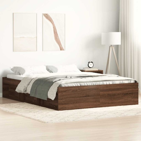 Bed frame, brown oak color, 140x200cm