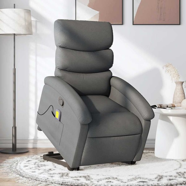 Standing massage chair, dark gray, fabric