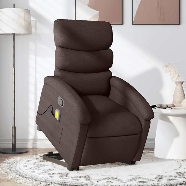 Standing massage chair, dark brown, fabric