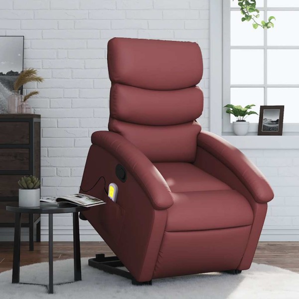 Standing massage chair, red wine, artificial leather