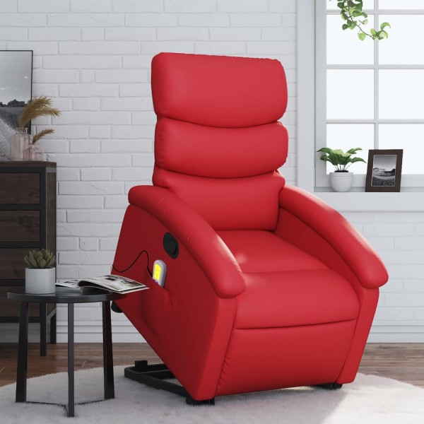 Standing massage chair, red, artificial leather