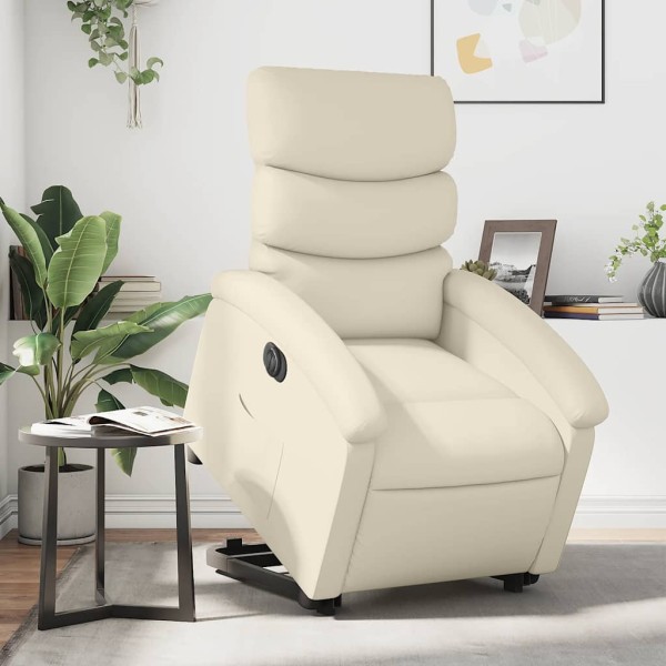 Stand-up electric chair, cream, artificial leather