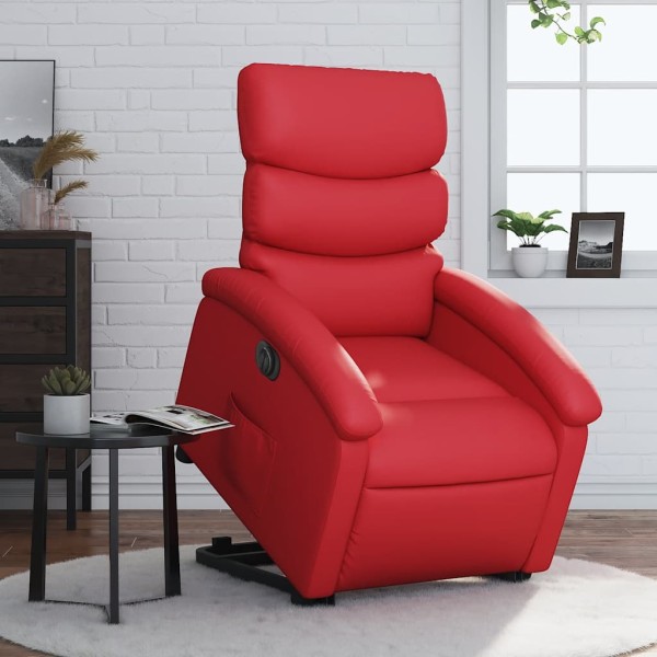 Stand-up electric chair, red, artificial leather