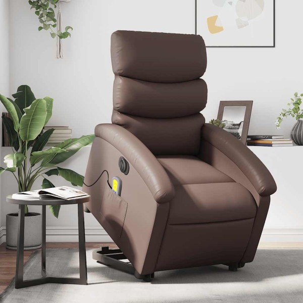 Standing massage chair, brown, artificial leather