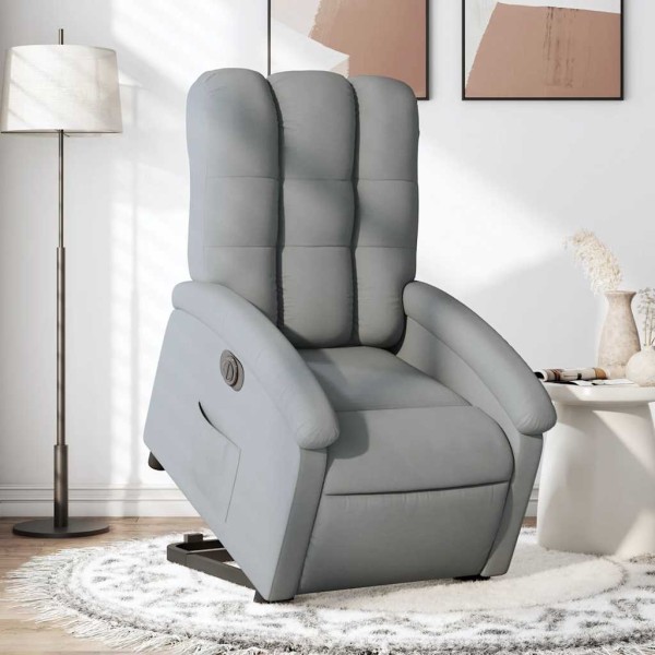 Stand-up reclining chair, light gray, fabric