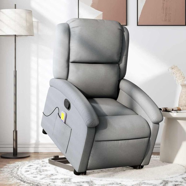 Standing massage chair, light gray, fabric