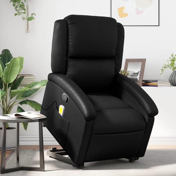 Standing massage chair, black, artificial leather
