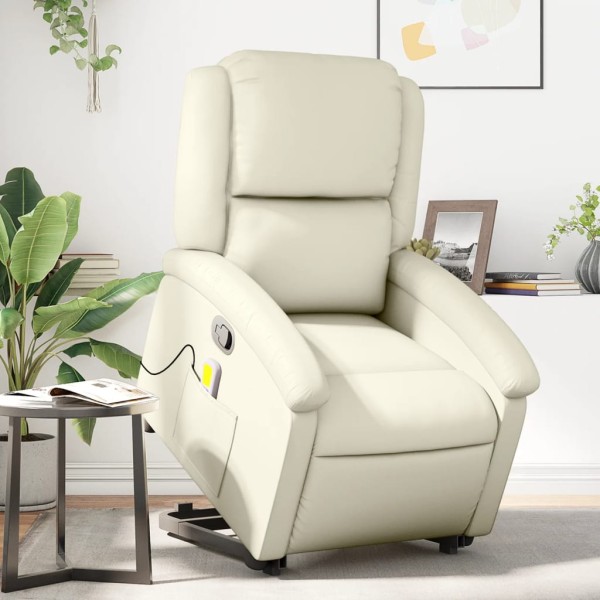 Standing massage chair, cream, artificial leather