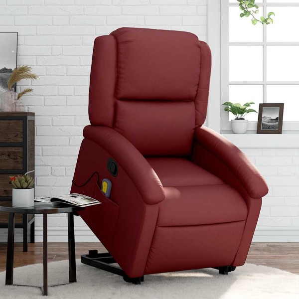Standing massage chair, red wine, artificial leather