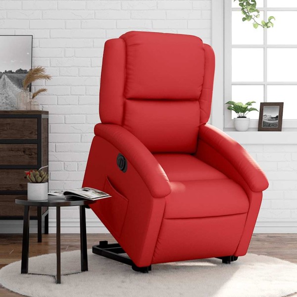 Stand-up electric chair, red, artificial leather