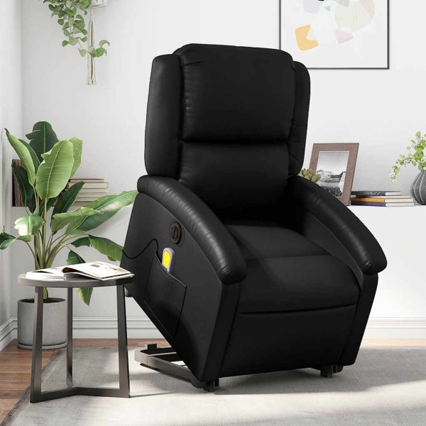 Standing massage chair, black, artificial leather