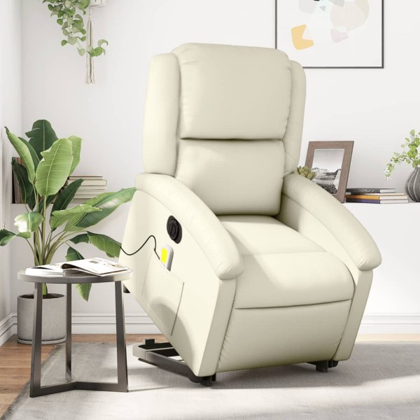 Standing massage chair, cream, artificial leather