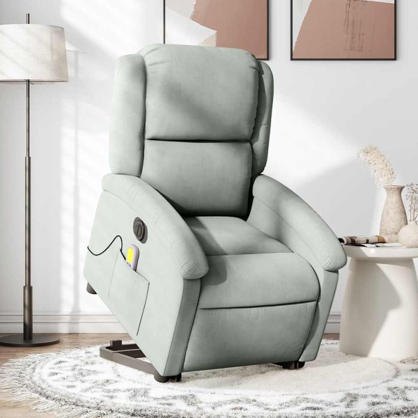 Standing massage chair, light gray, velvet