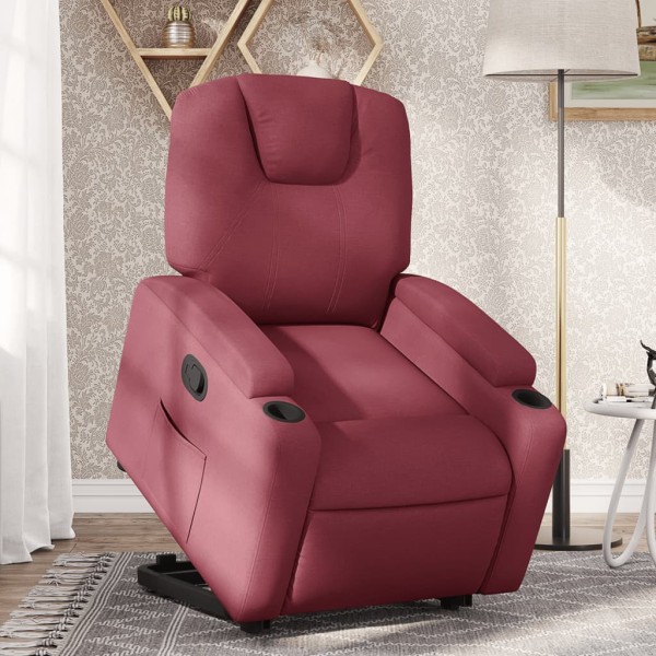 Stand up recliner, wine red, fabric