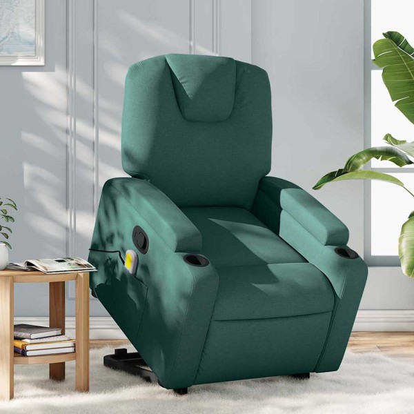 Standing massage chair, dark green, fabric