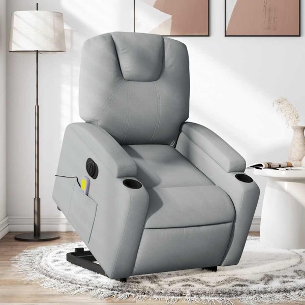 Standing massage chair, light gray, fabric